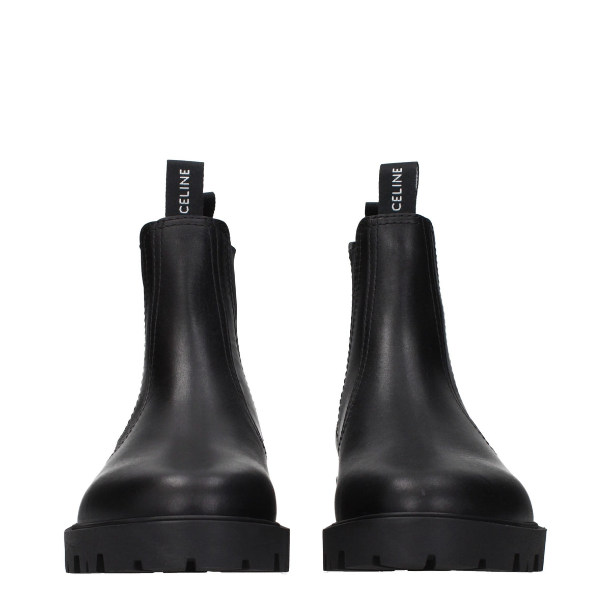 Celine Schwarze Leder-Stiefeletten