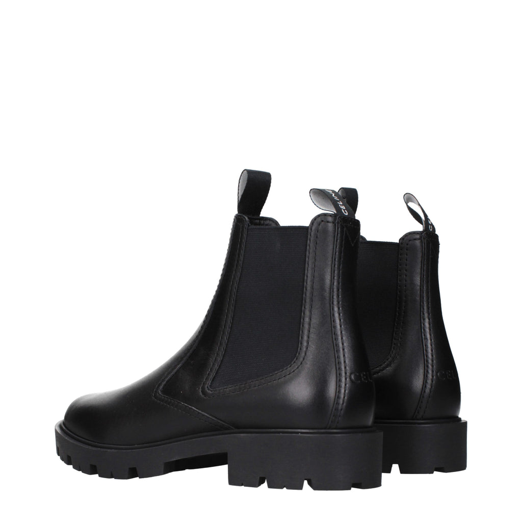 Celine Schwarze Leder-Stiefeletten