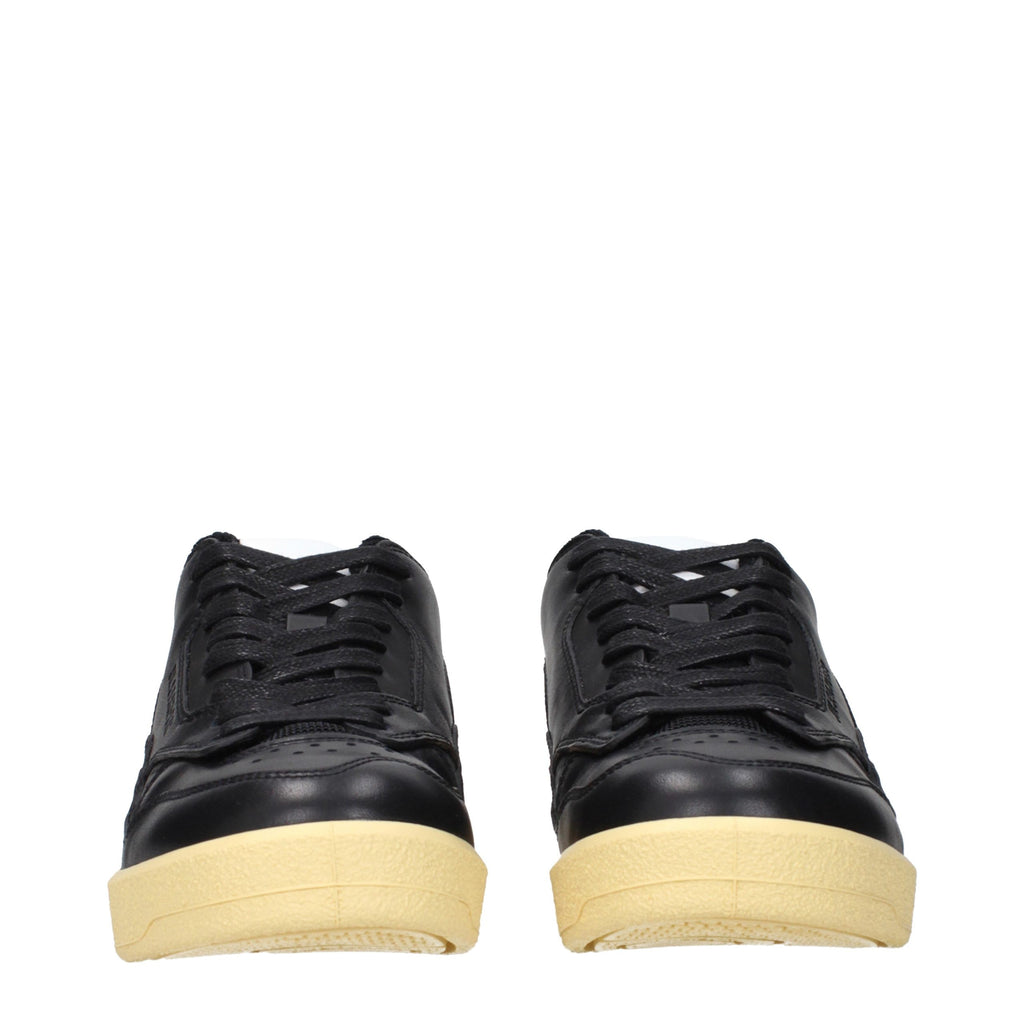 Jil Sander Schwarze Leder Low-Top-Sneaker