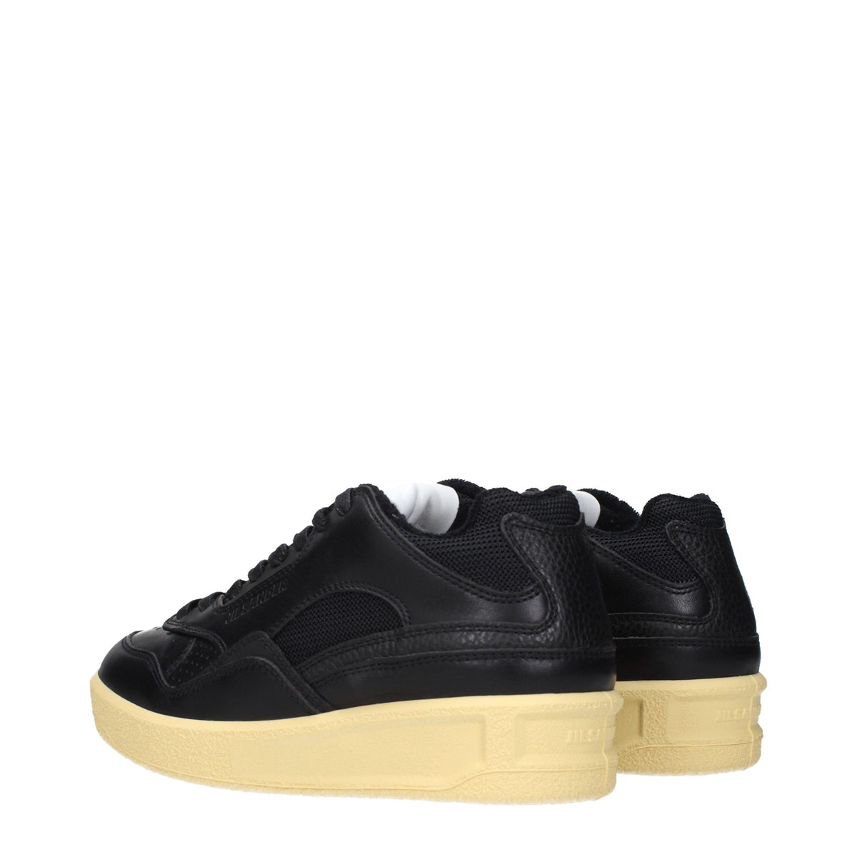 Jil Sander Schwarze Leder Low-Top-Sneaker