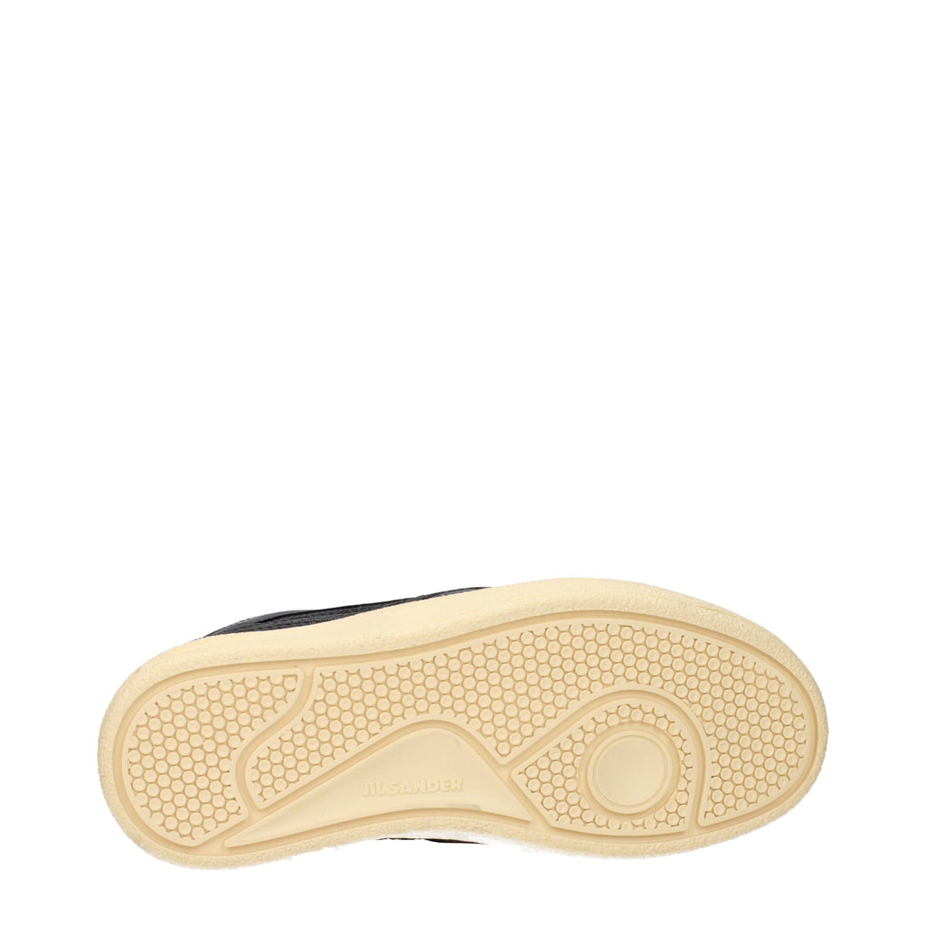 Jil Sander Schwarze Leder Low-Top-Sneaker