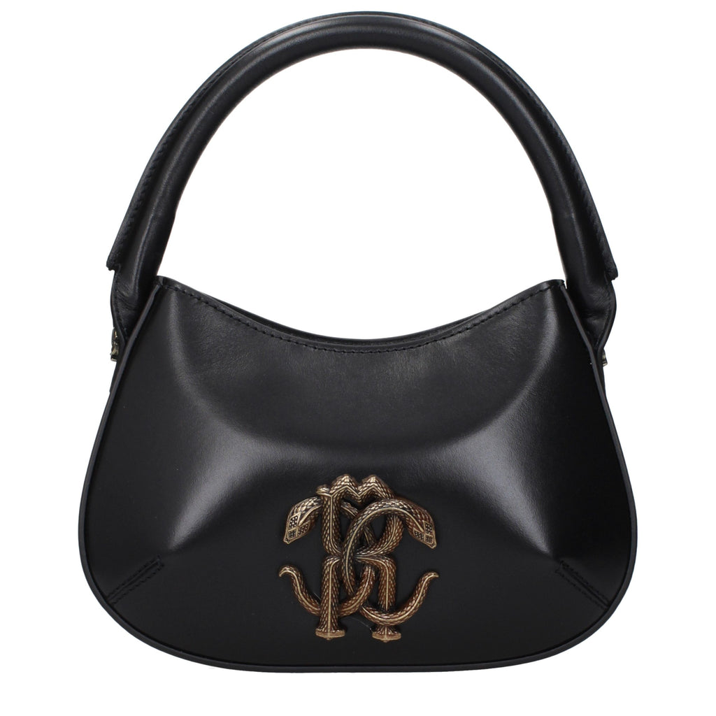 Roberto Cavalli Schwarze Lederhandtasche