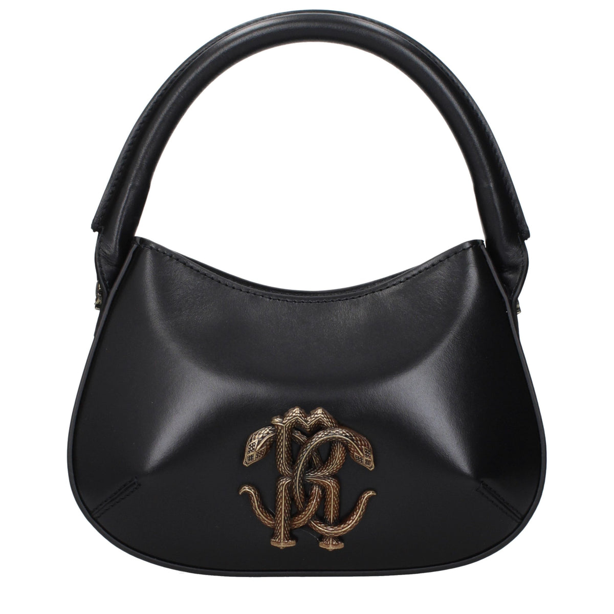 Roberto Cavalli Schwarze Lederhandtasche