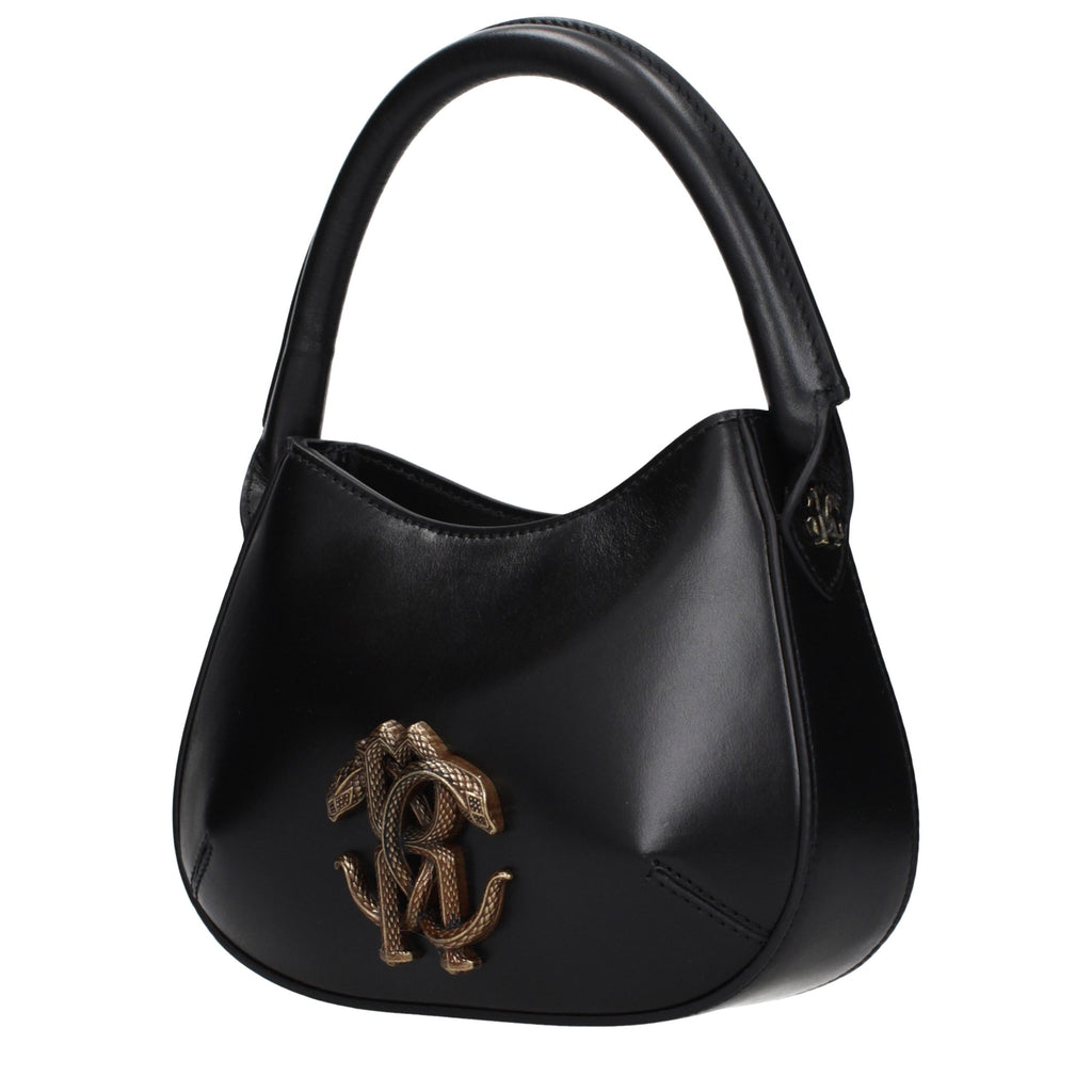Roberto Cavalli Schwarze Lederhandtasche