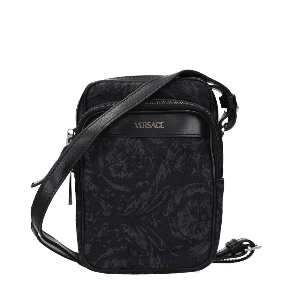 Versace Schwarze Umhängetasche aus Stoff