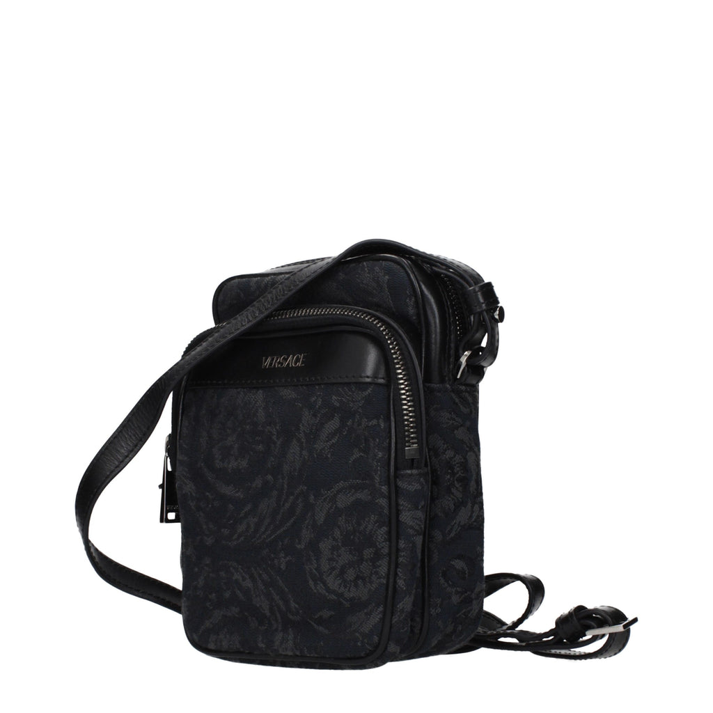 Versace Schwarze Umhängetasche aus Stoff