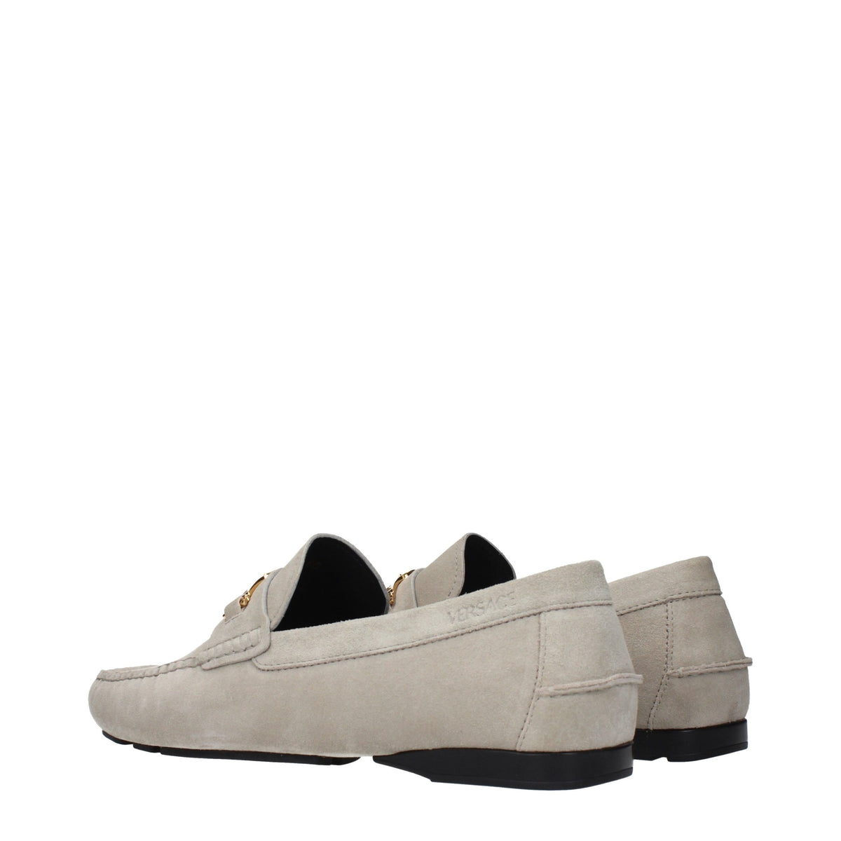 Versace Graue Loafer aus Leder zum Hineinschlüpfen