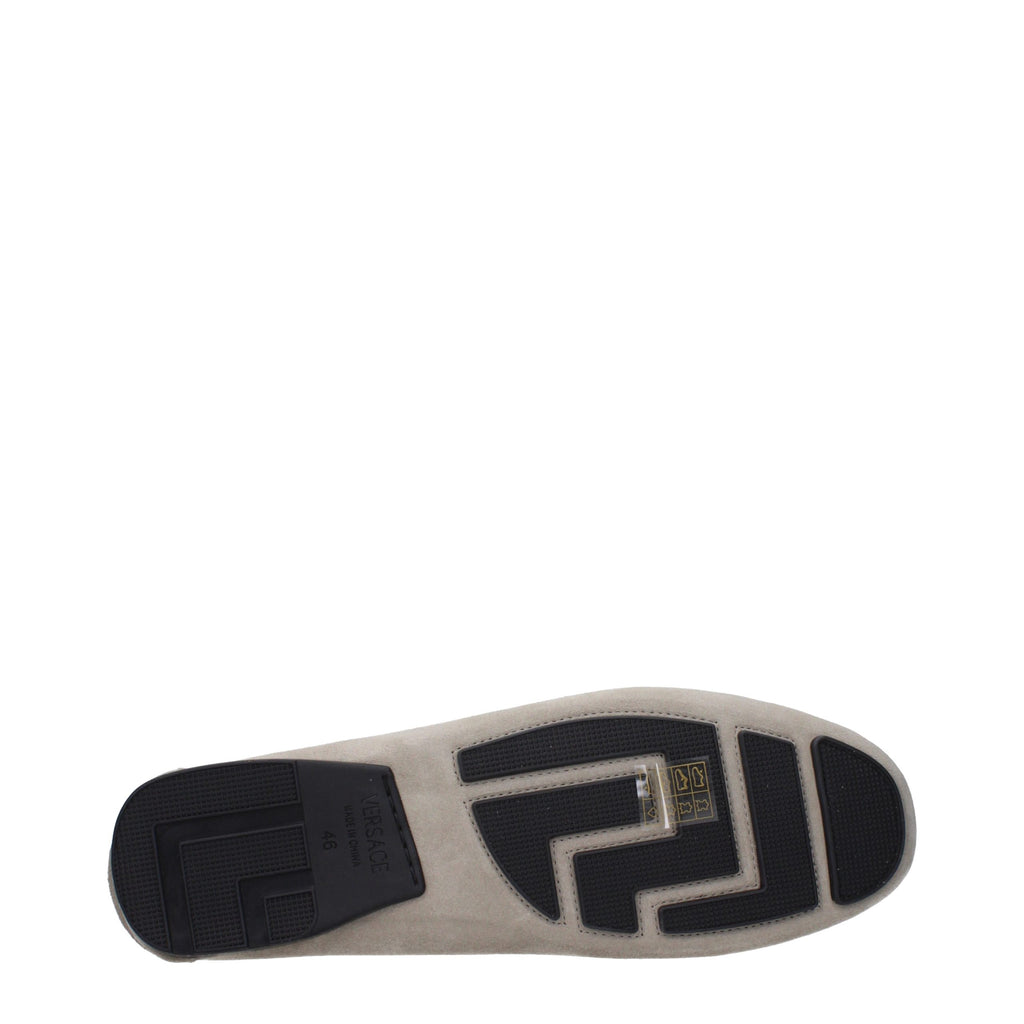 Versace Graue Loafer aus Leder zum Hineinschlüpfen
