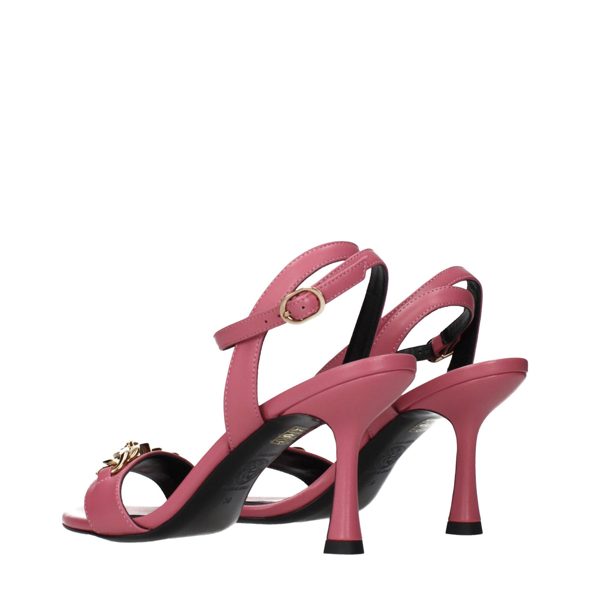 Versace Pinkfarbene Sandalen mit Stilettoabsatz aus Leder