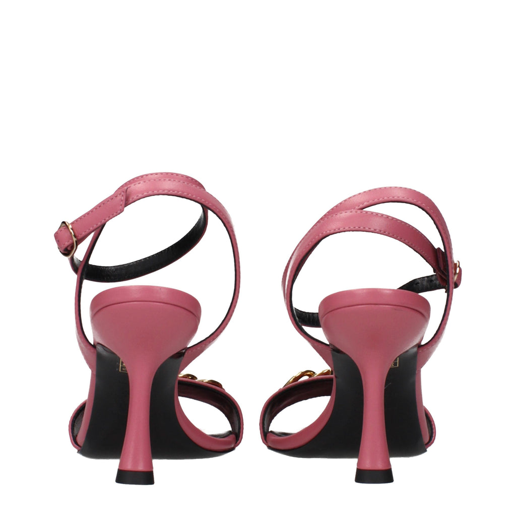 Versace Pinkfarbene Sandalen mit Stilettoabsatz aus Leder
