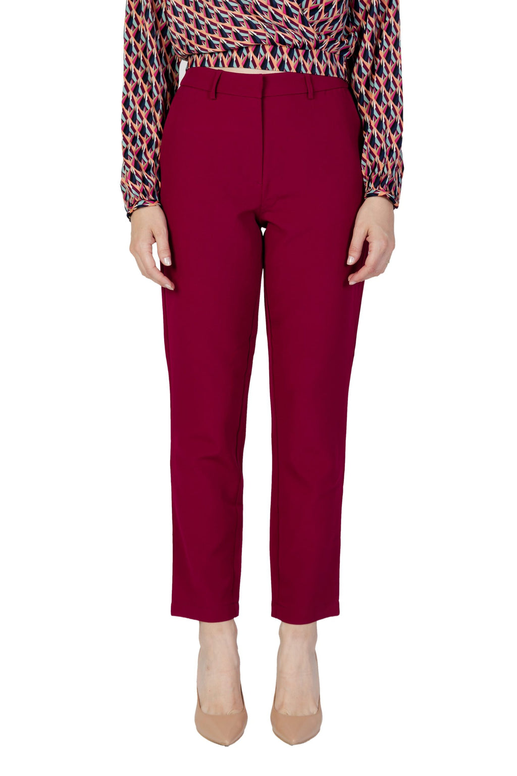 Vila Clothes Bordeauxfarbene Hose aus Polyester