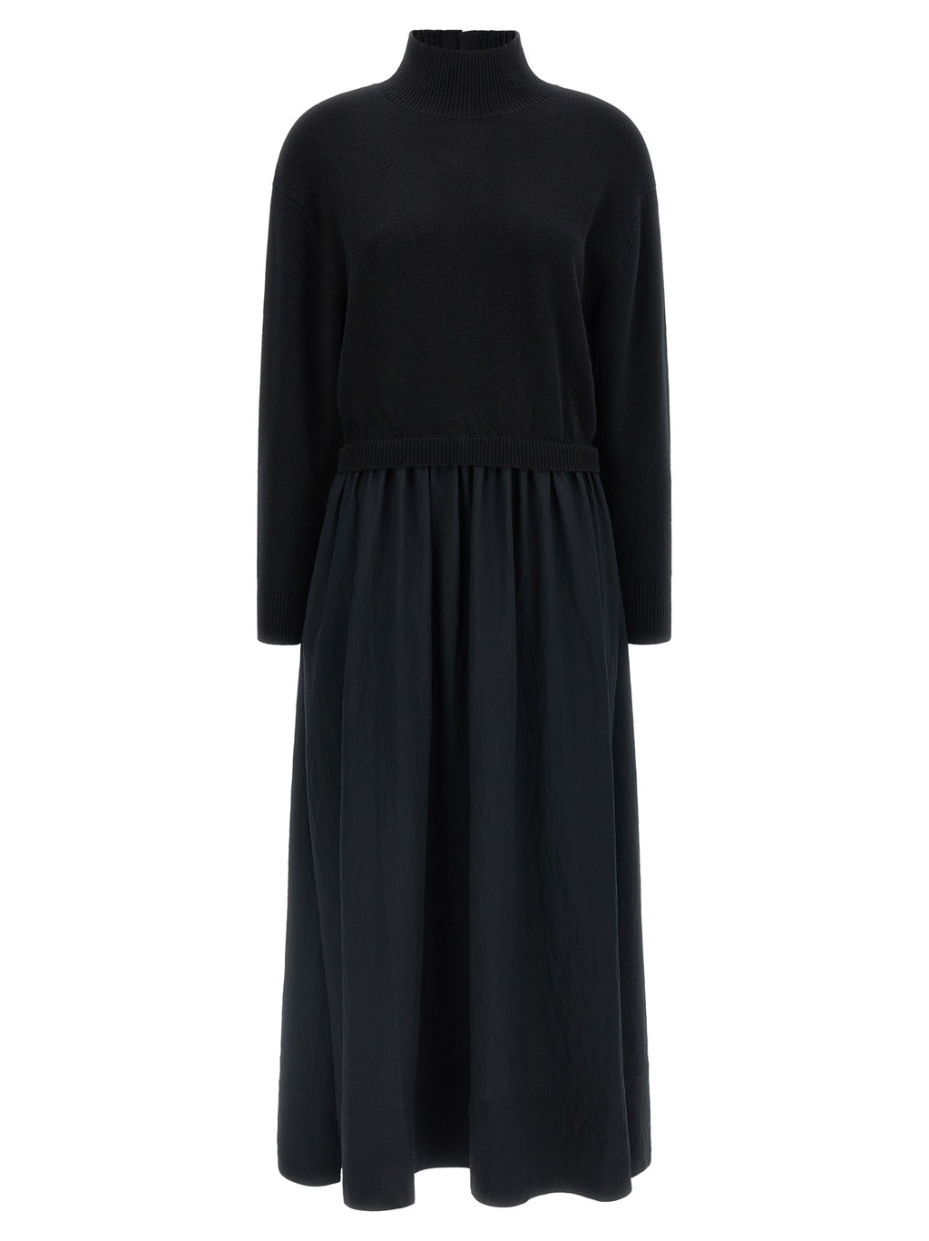 Polo Ralph Lauren Langes Wollkleid in Schwarz