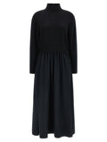 Polo Ralph Lauren Langes Wollkleid in Schwarz