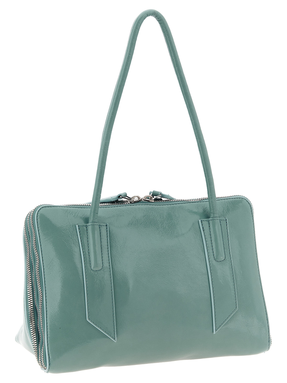 The Attico Schultertasche aus blauem Kalbsleder