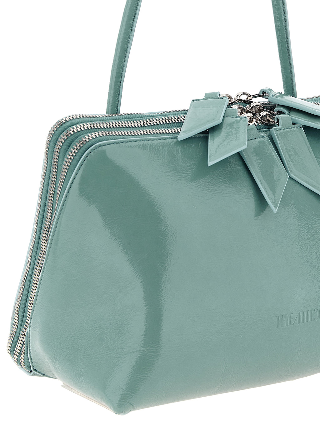 The Attico Schultertasche aus blauem Kalbsleder