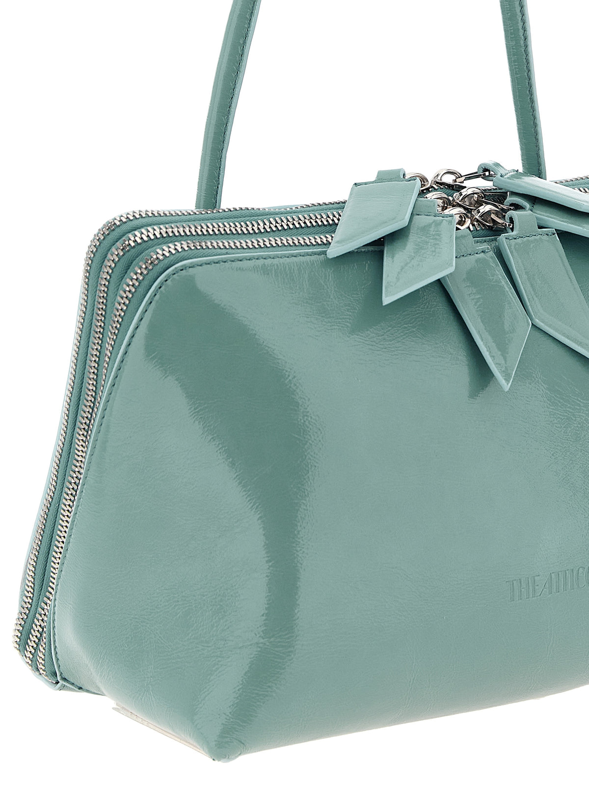 The Attico Schultertasche aus blauem Kalbsleder