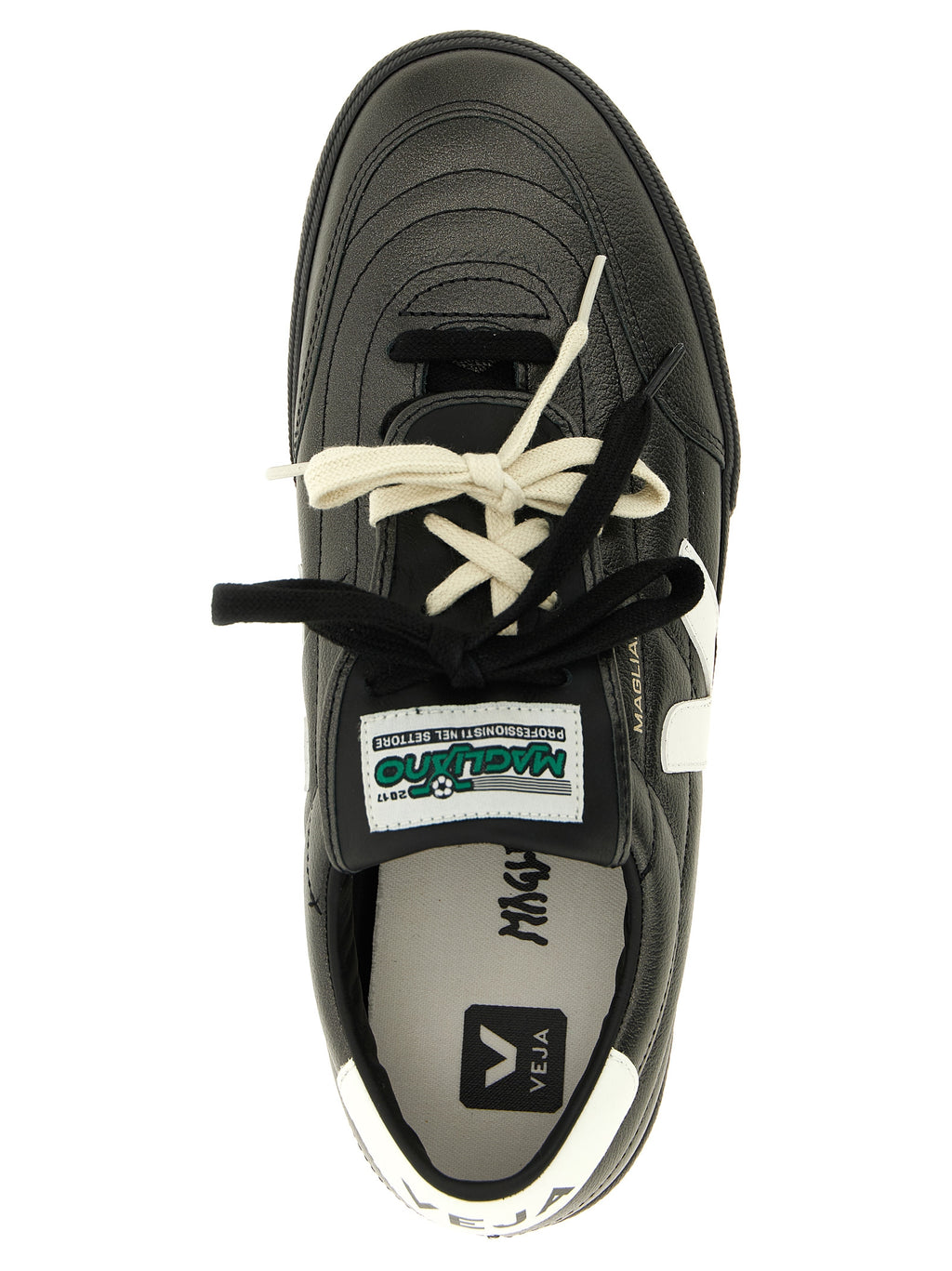 Veja Schwarze Kalbsleder Low-Top-Sneaker