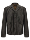 Lemaire Schwarze Lederjacke aus Kalbsleder