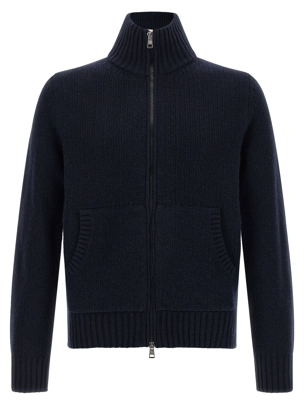 Moncler Blauer Cardigan aus Schurwolle