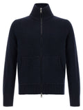 Moncler Blauer Cardigan aus Schurwolle