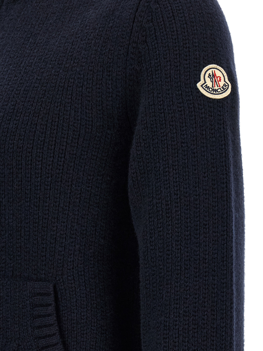 Moncler Blauer Cardigan aus Schurwolle