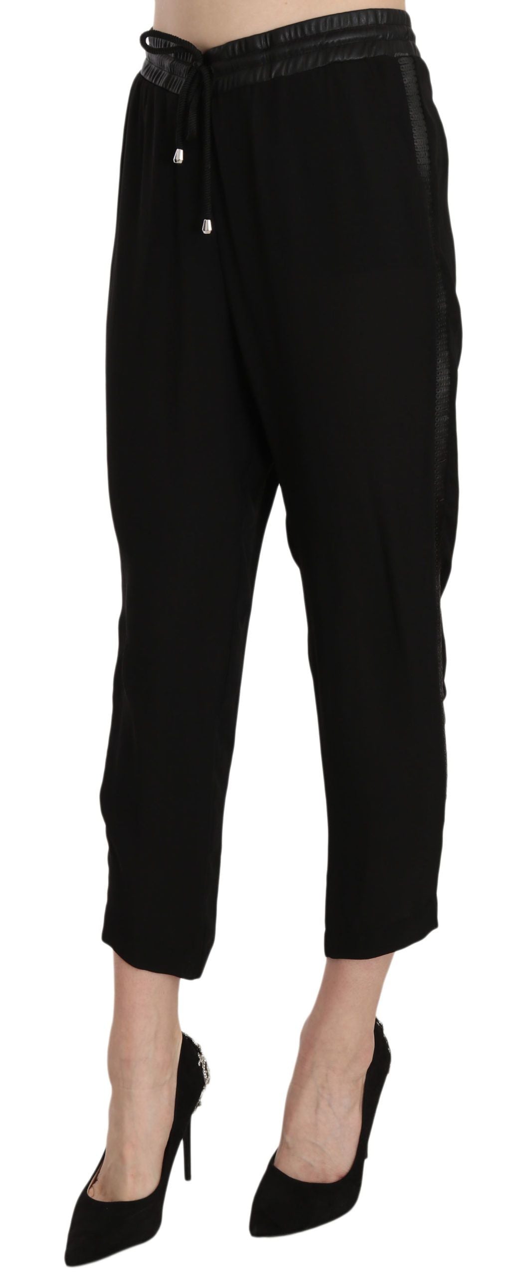 Guess Black High-Waist Cropped Trousers