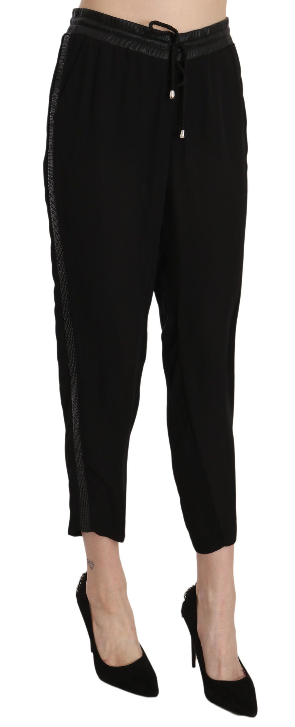 Guess Black High-Waist Cropped Trousers