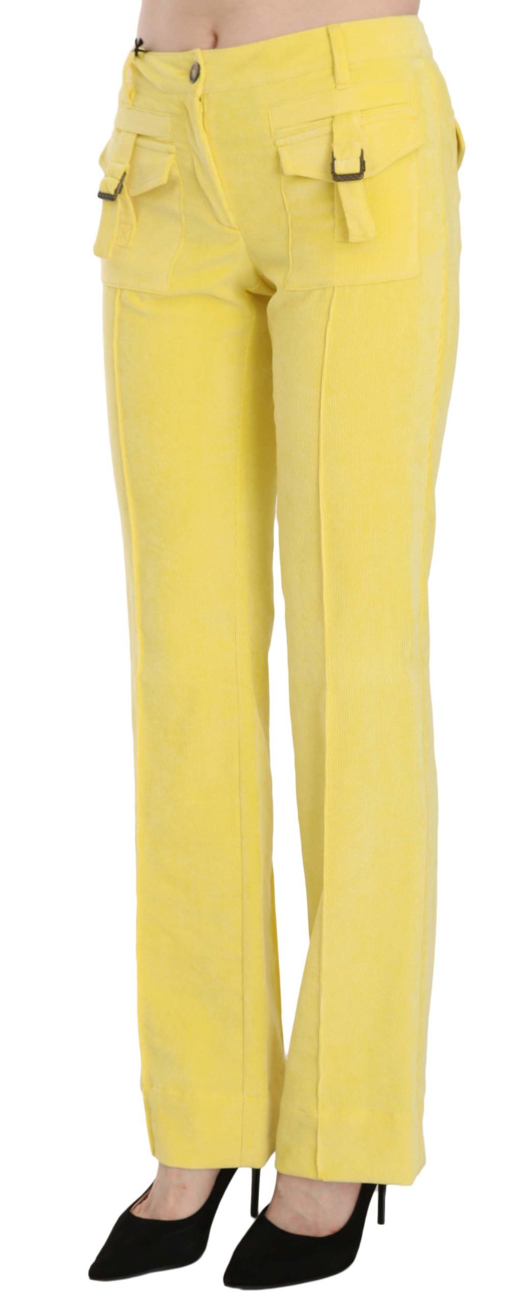 Just Cavalli Gelbe Cordhose mit mittlerer Taille Gerade Hose