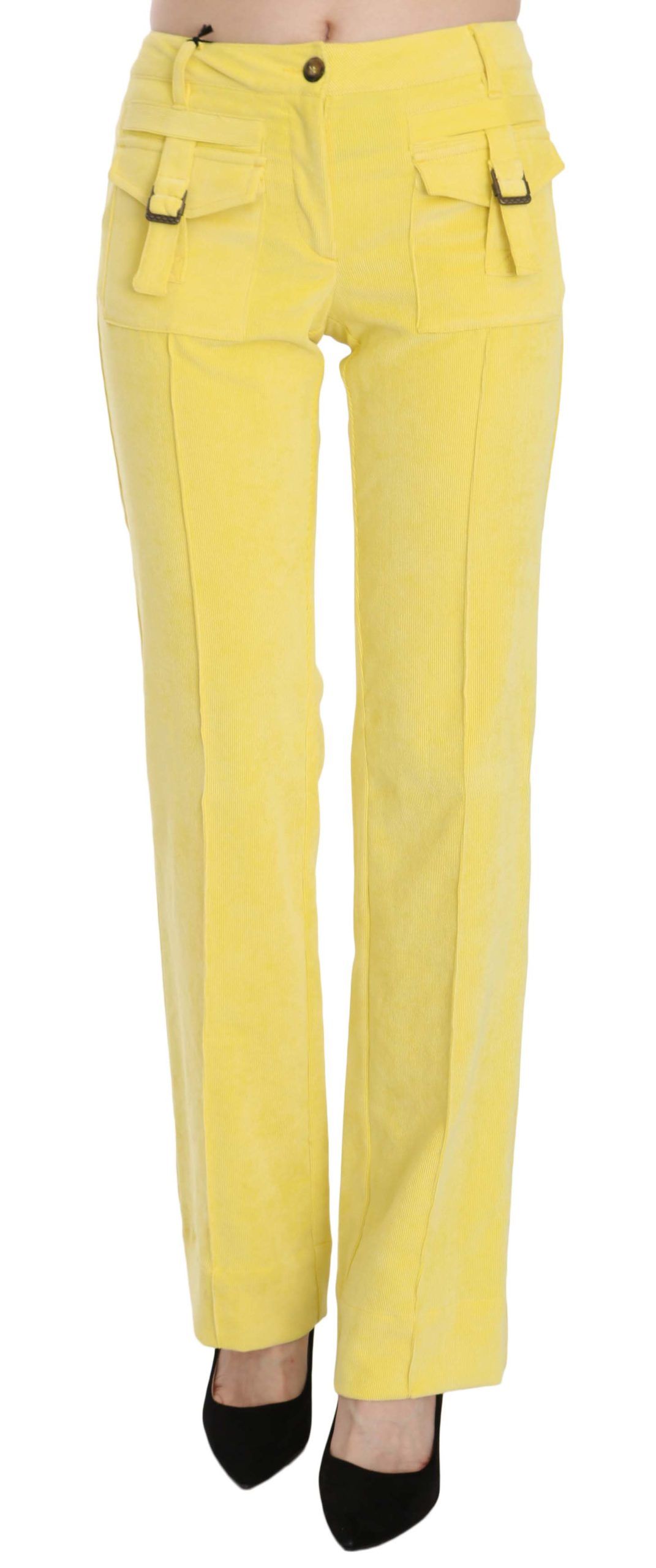 Just Cavalli Gelbe Cordhose mit mittlerer Taille Gerade Hose