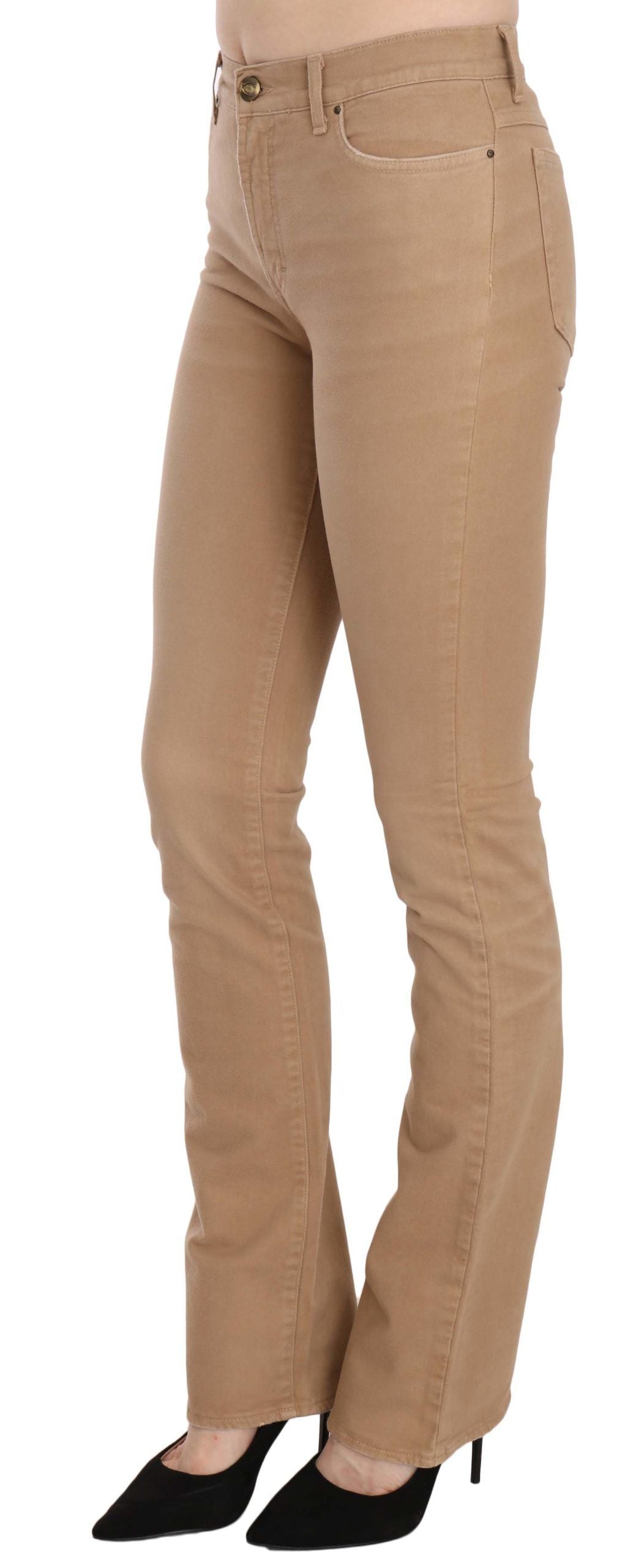 Just Cavalli Brown Cotton Stretch Mid Waist Skinny Pants