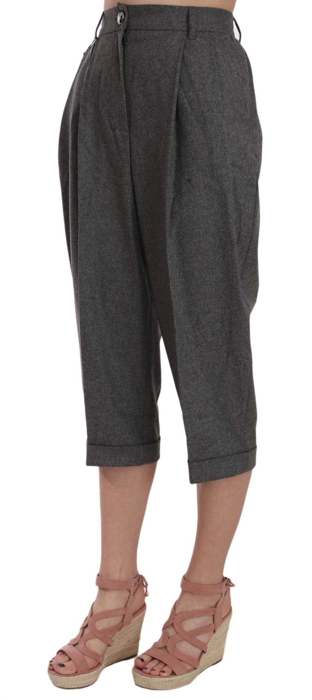 Dolce & Gabbana Wool Cropped Trouser Plissee-Hose
