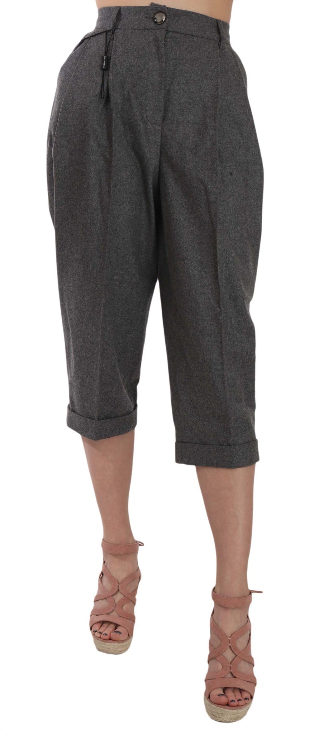 Dolce & Gabbana Wool Cropped Trouser Plissee-Hose
