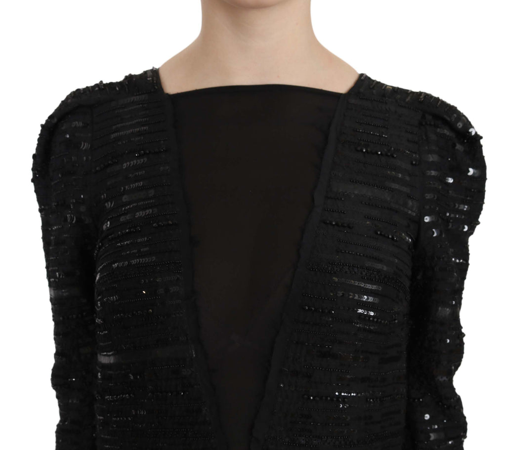 John Richmond Black Full-Length Sequin Silk Dress