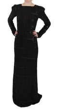 John Richmond Black Full-Length Sequin Silk Dress