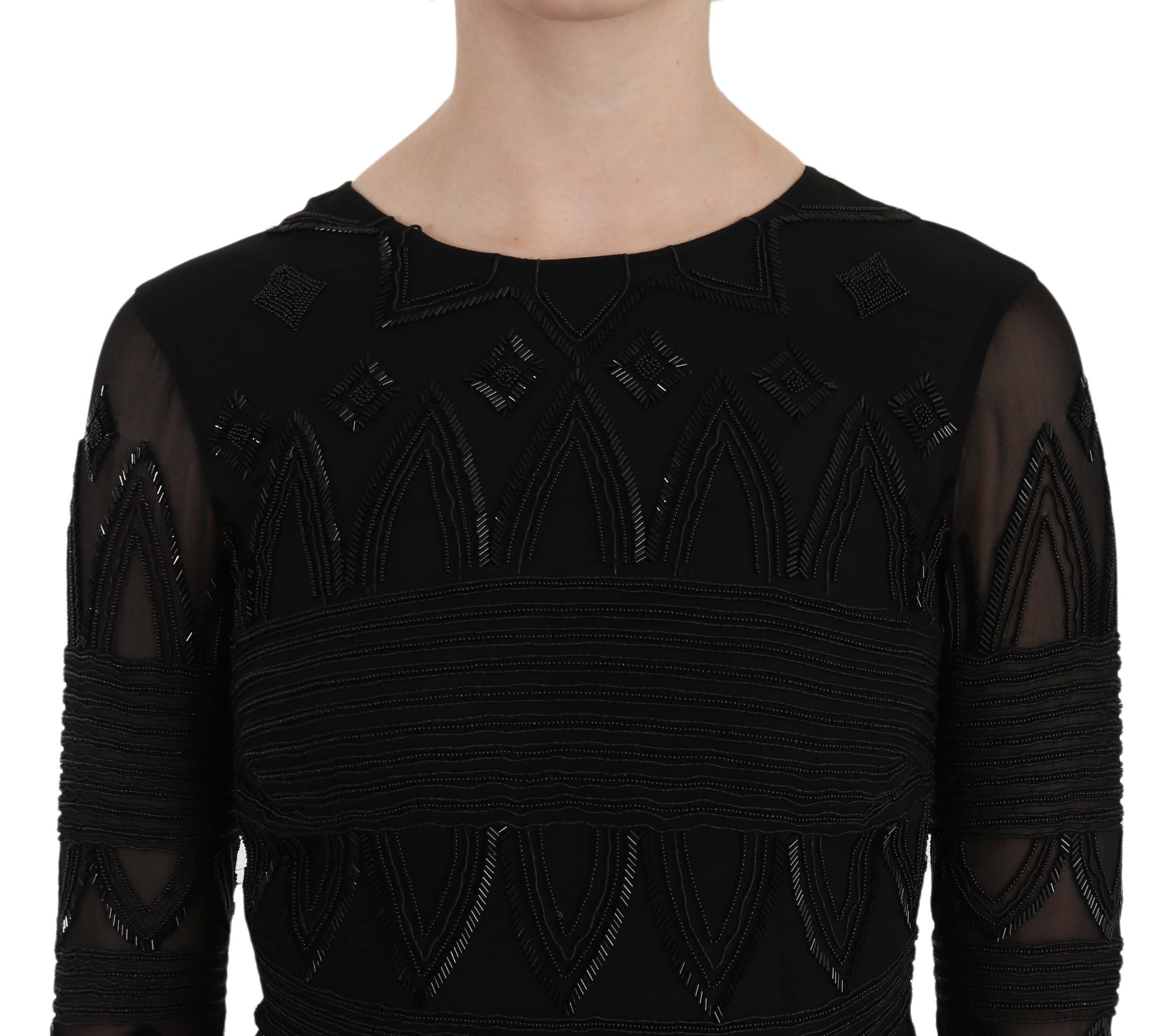John Richmond Black Silk Sequin Layered Mini Dress