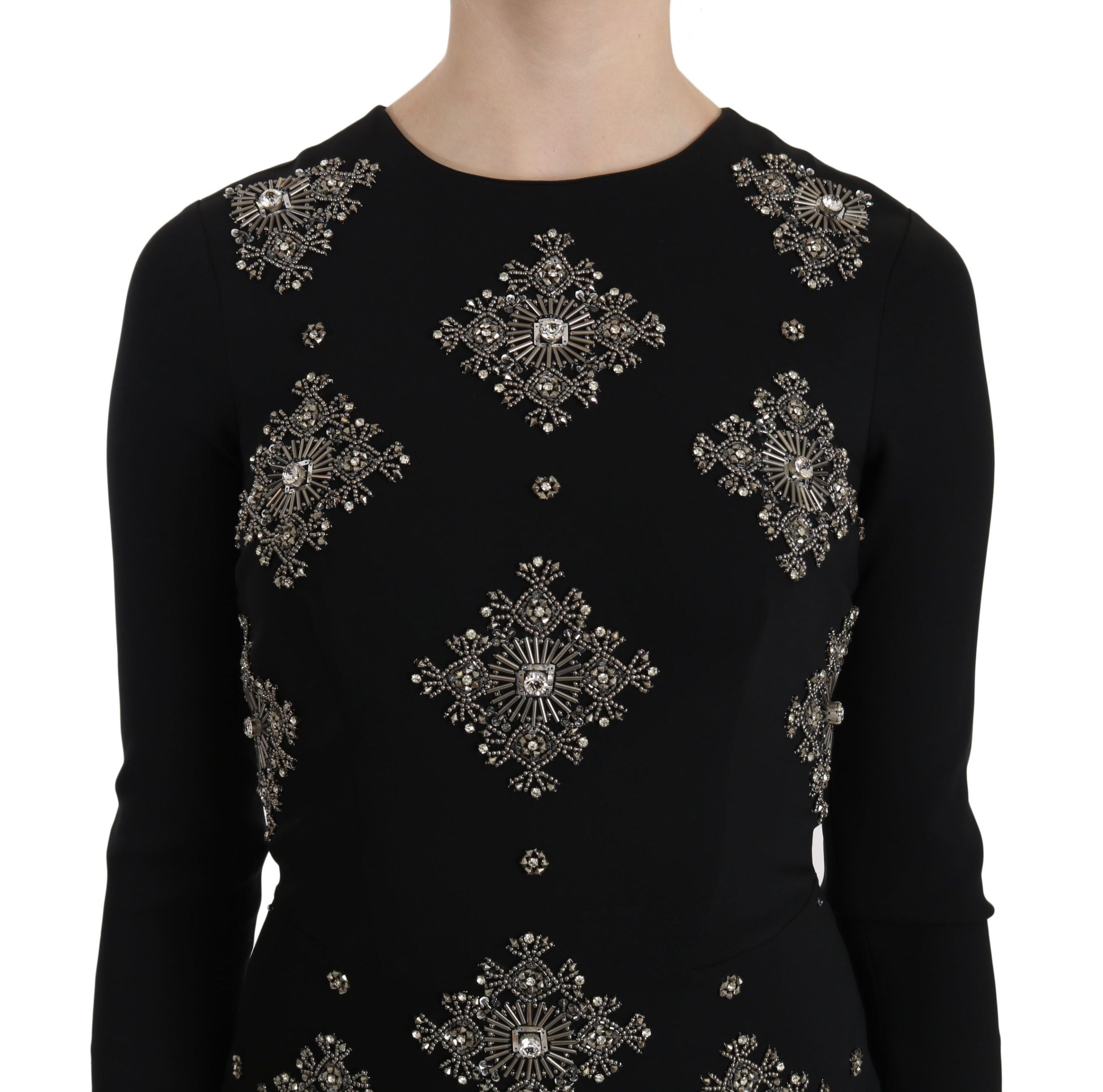 John Richmond Black Stretch Crystal Mini Shift Dress