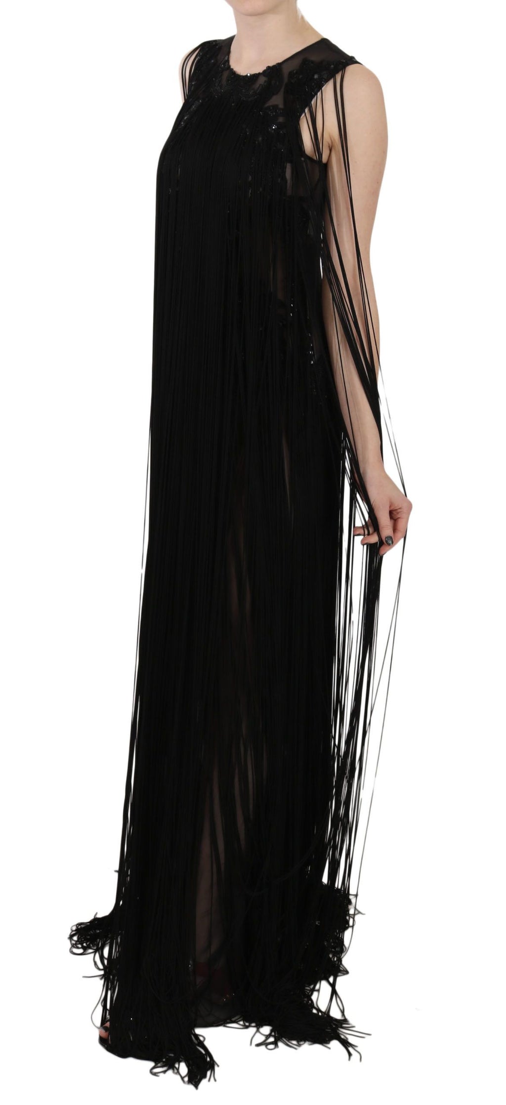 John Richmond Black Silk Sequin Embellished Dress