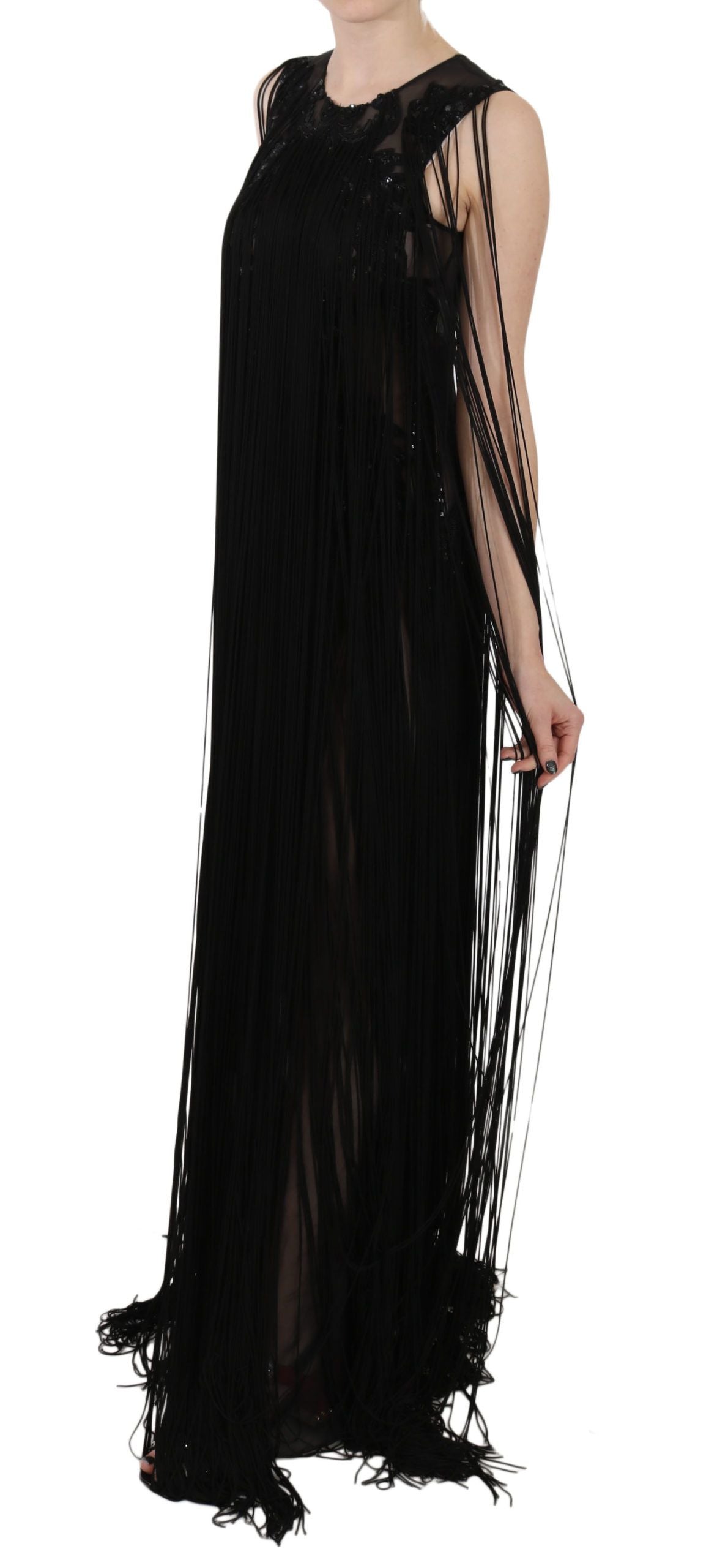 John Richmond Black Silk Sequin Embellished Dress