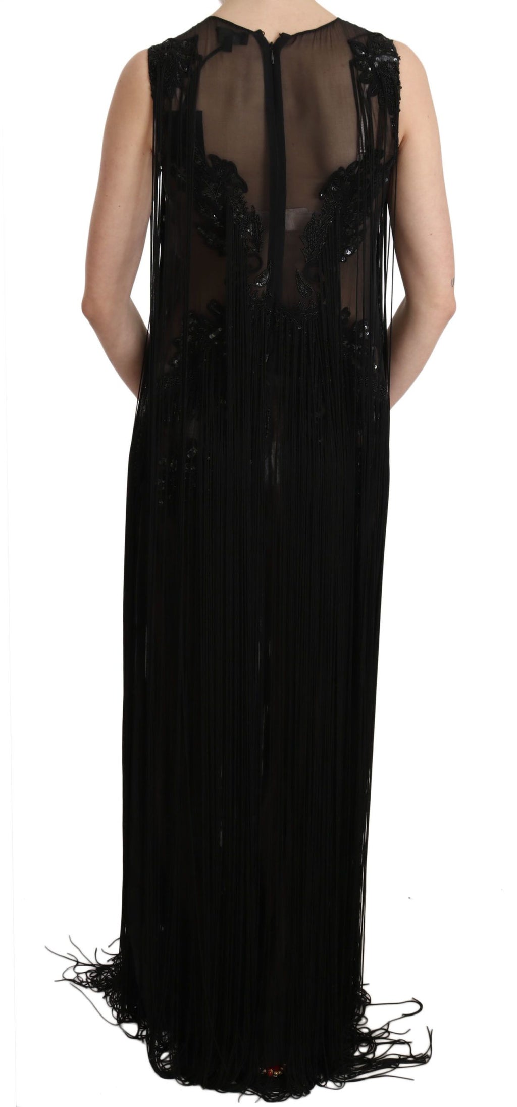 John Richmond Black Silk Sequin Embellished Dress