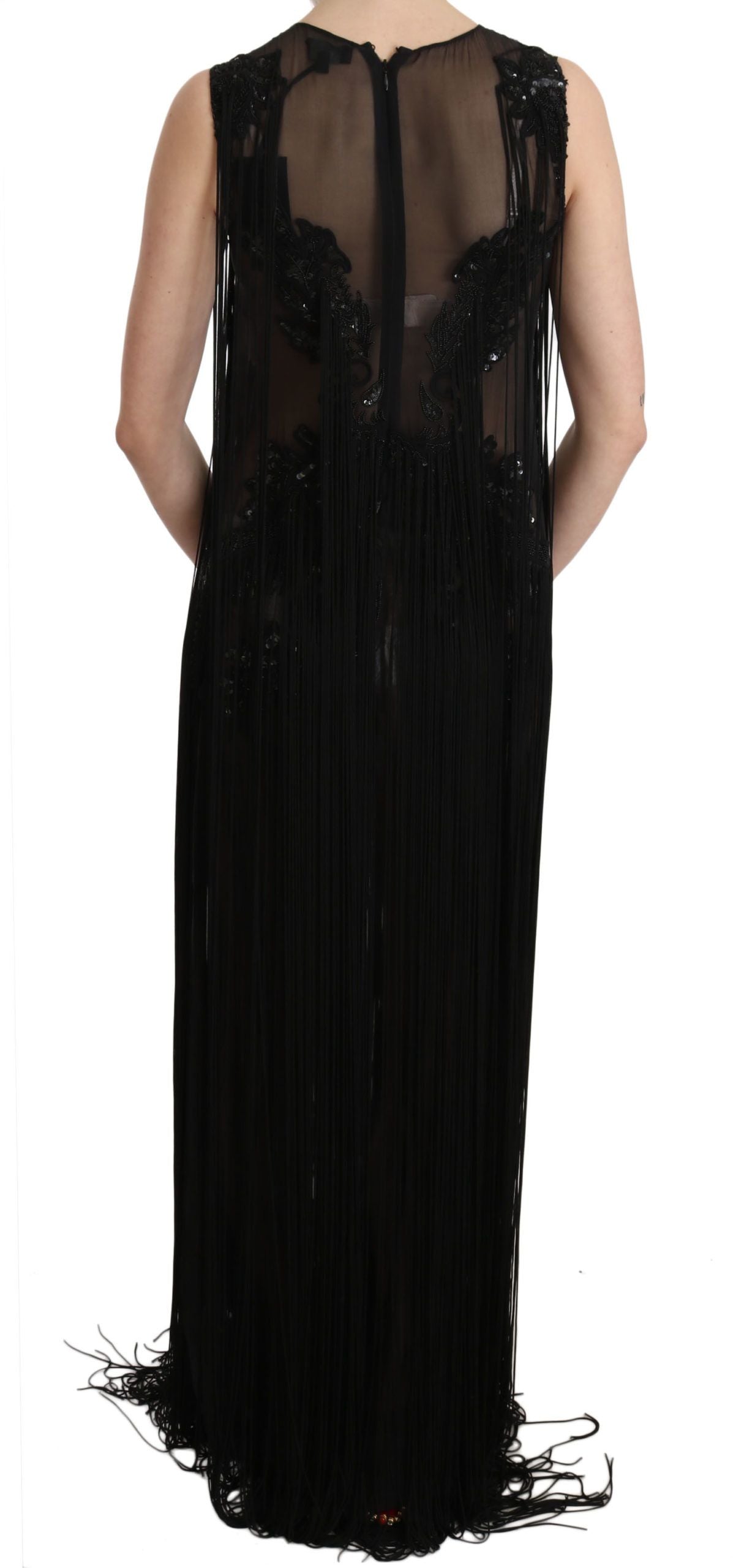 John Richmond Black Silk Sequin Embellished Dress