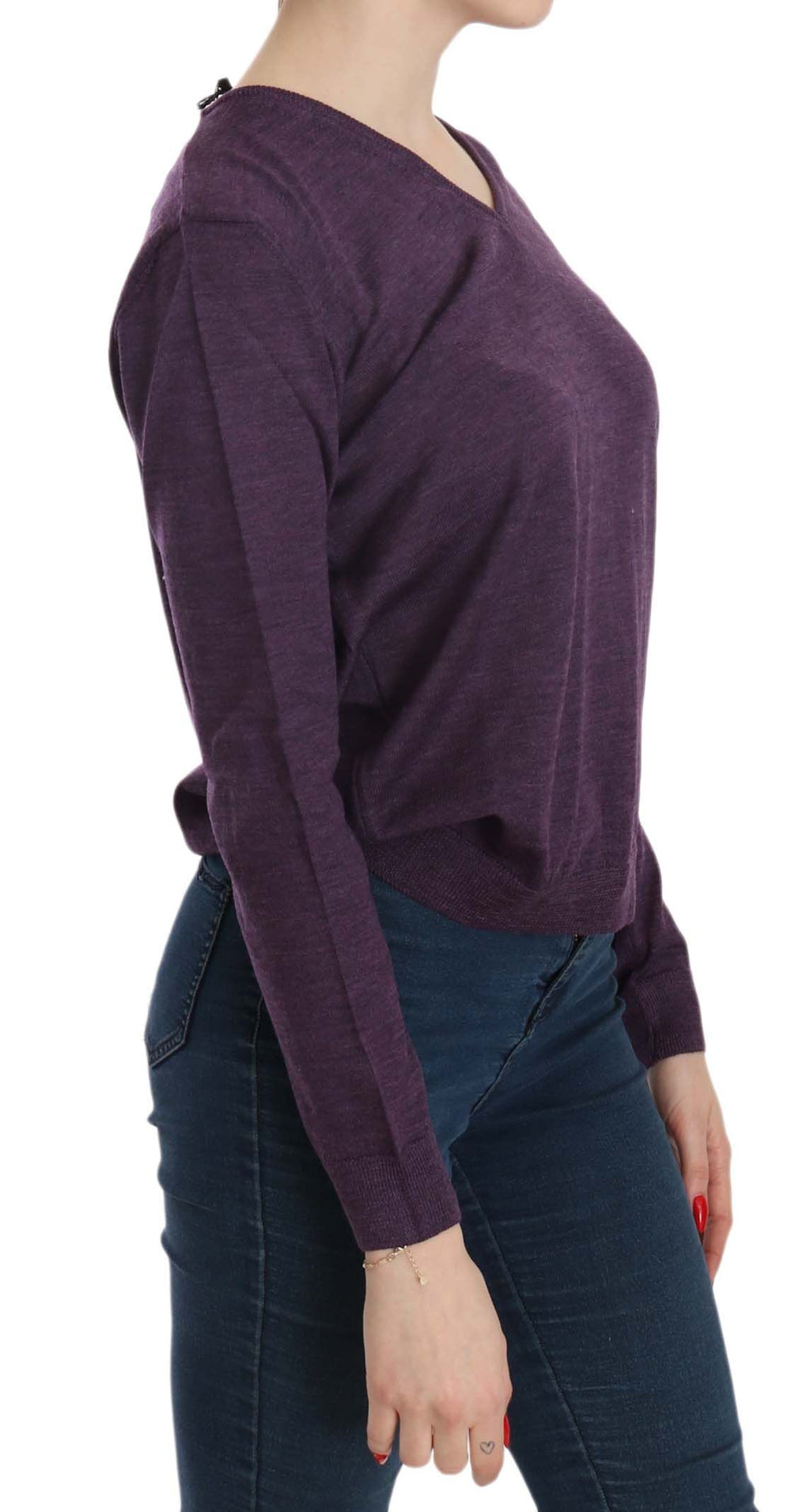 BYBLOS Lila V-Ausschnitt Langarm-Pullover-Top