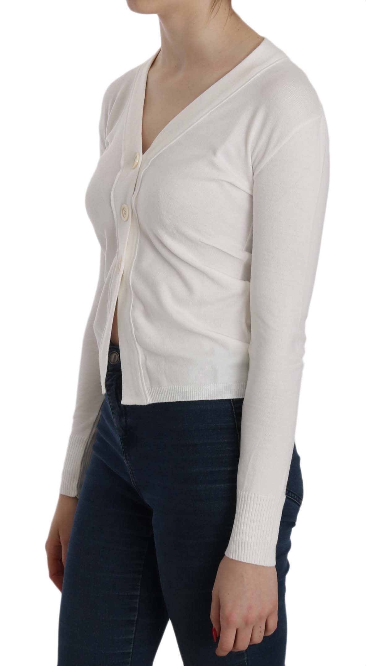 BYBLOS Weißer V-Ausschnitt Langarm Strickjacke Tops Pullover