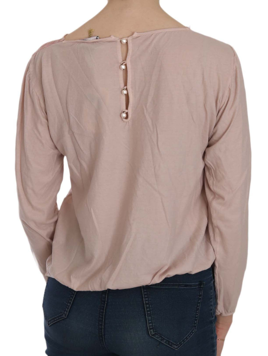 PINK MEMORIES Rosa Spitze See Through Langarm Bluse