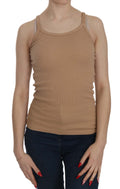 PINK MEMORIES Beige ärmellose Spaghetti-Träger-Tankbluse