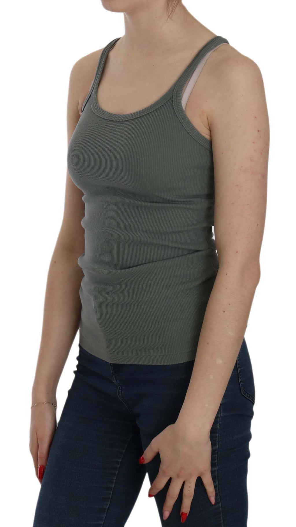 PINK MEMORIES Green Sleeveless Spaghetti Tank Top Blouse