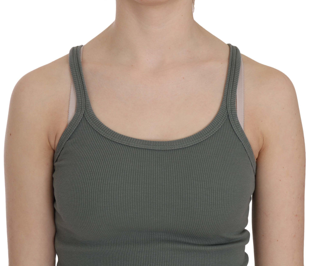 PINK MEMORIES Green Sleeveless Spaghetti Tank Top Blouse