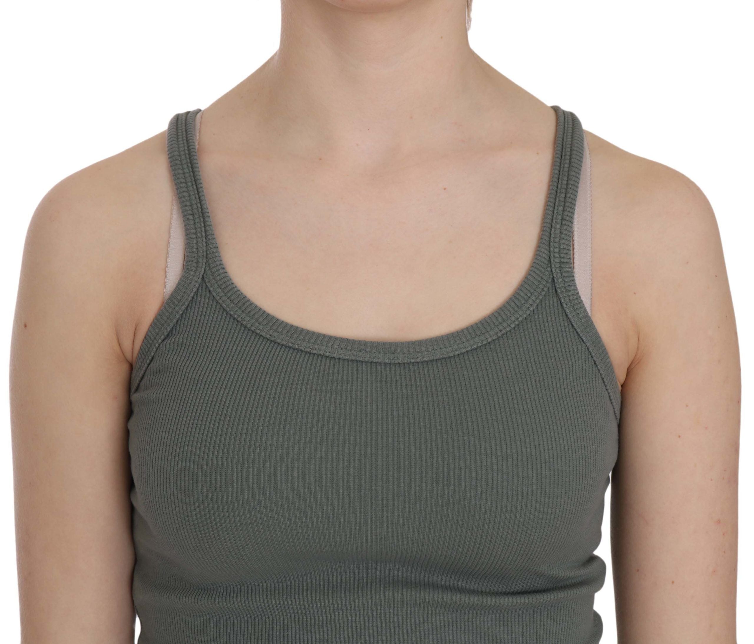 PINK MEMORIES Green Sleeveless Spaghetti Tank Top Blouse