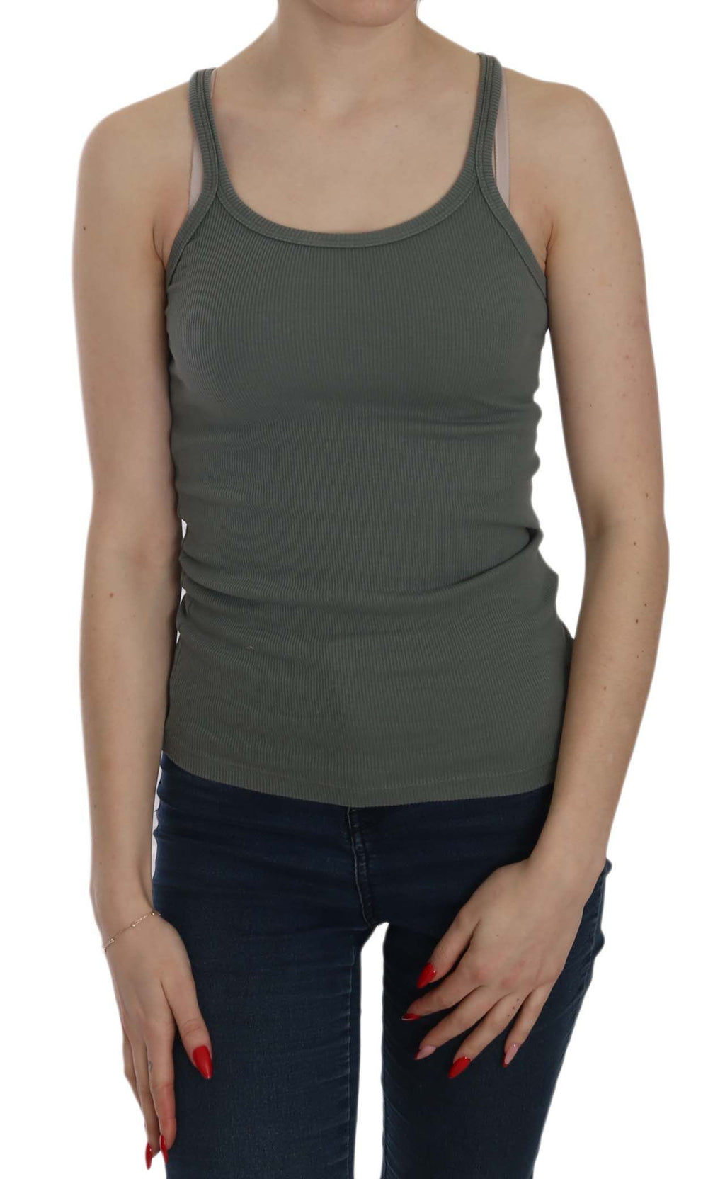 PINK MEMORIES Green Sleeveless Spaghetti Tank Top Blouse