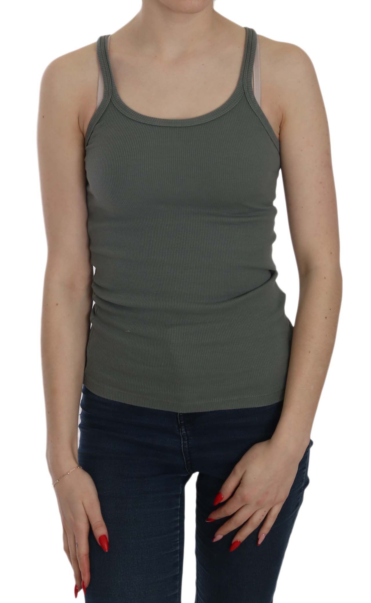 PINK MEMORIES Green Sleeveless Spaghetti Tank Top Blouse