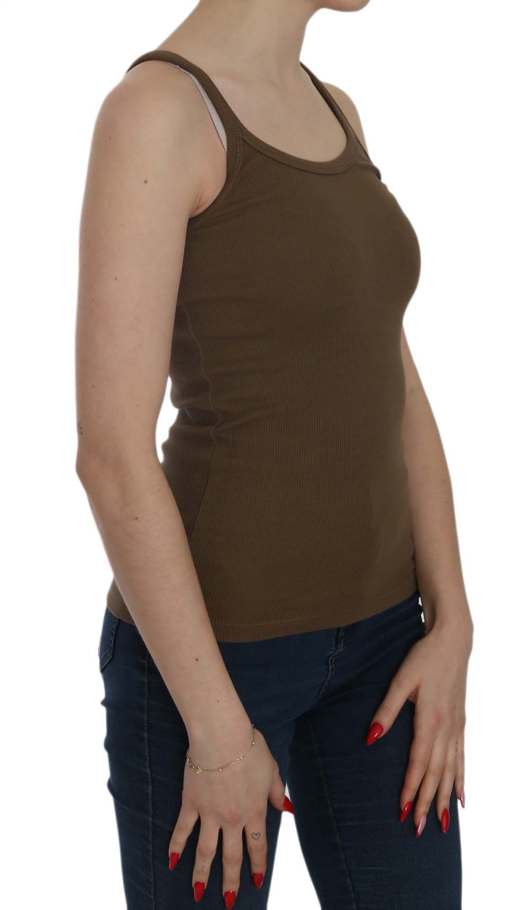 PINK MEMORIES Brown Sleeveless Spaghetti Strap Blouse Top
